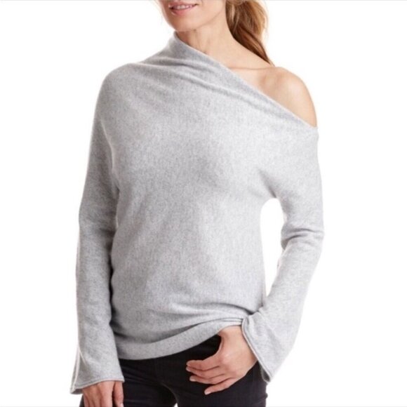 Vineyard Vines Sweaters - Vineyard Vines Gray Cashmere One Shoulder Sweater Sz L NWT